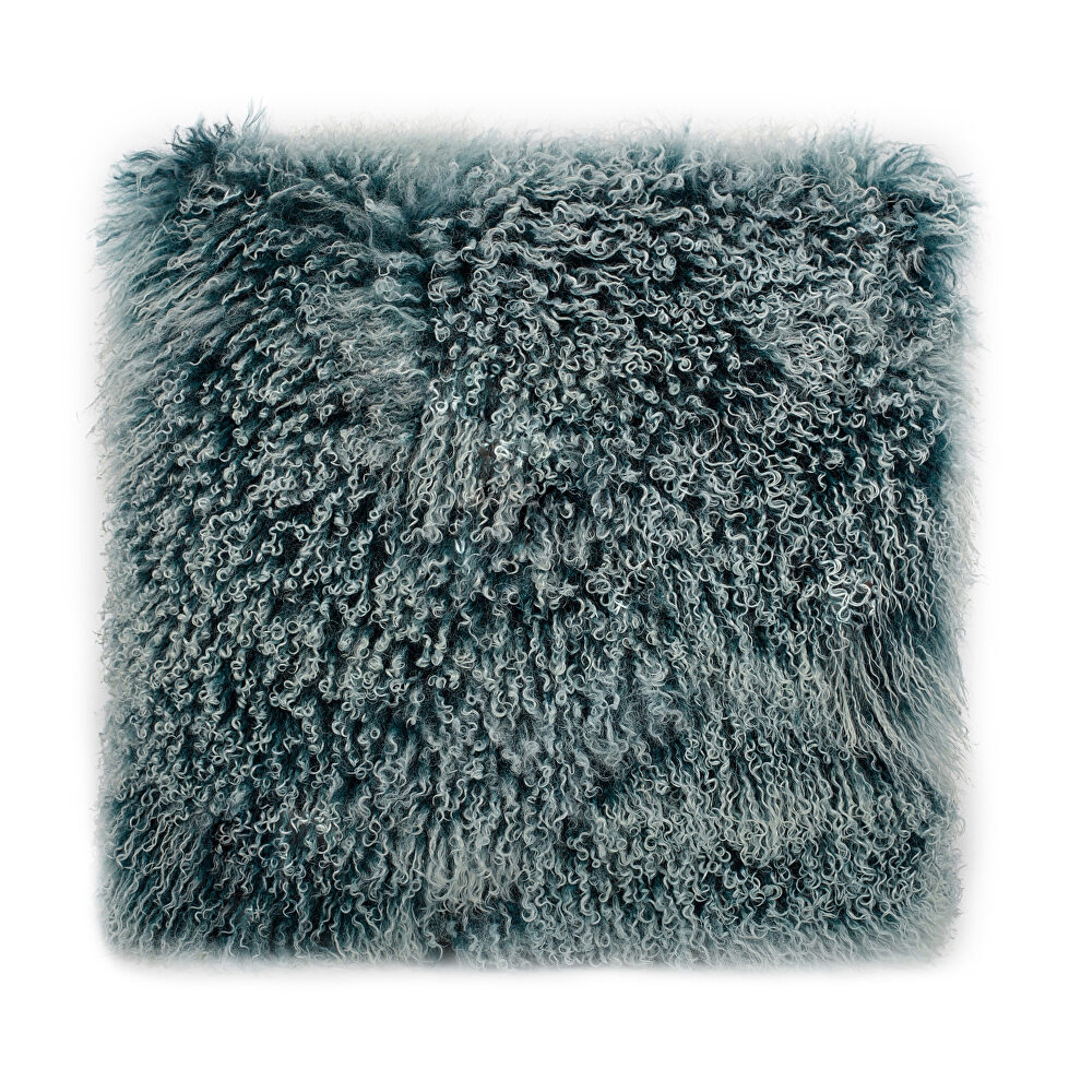 Contemporary fur pillow large teal snow by Moe's Home Collection