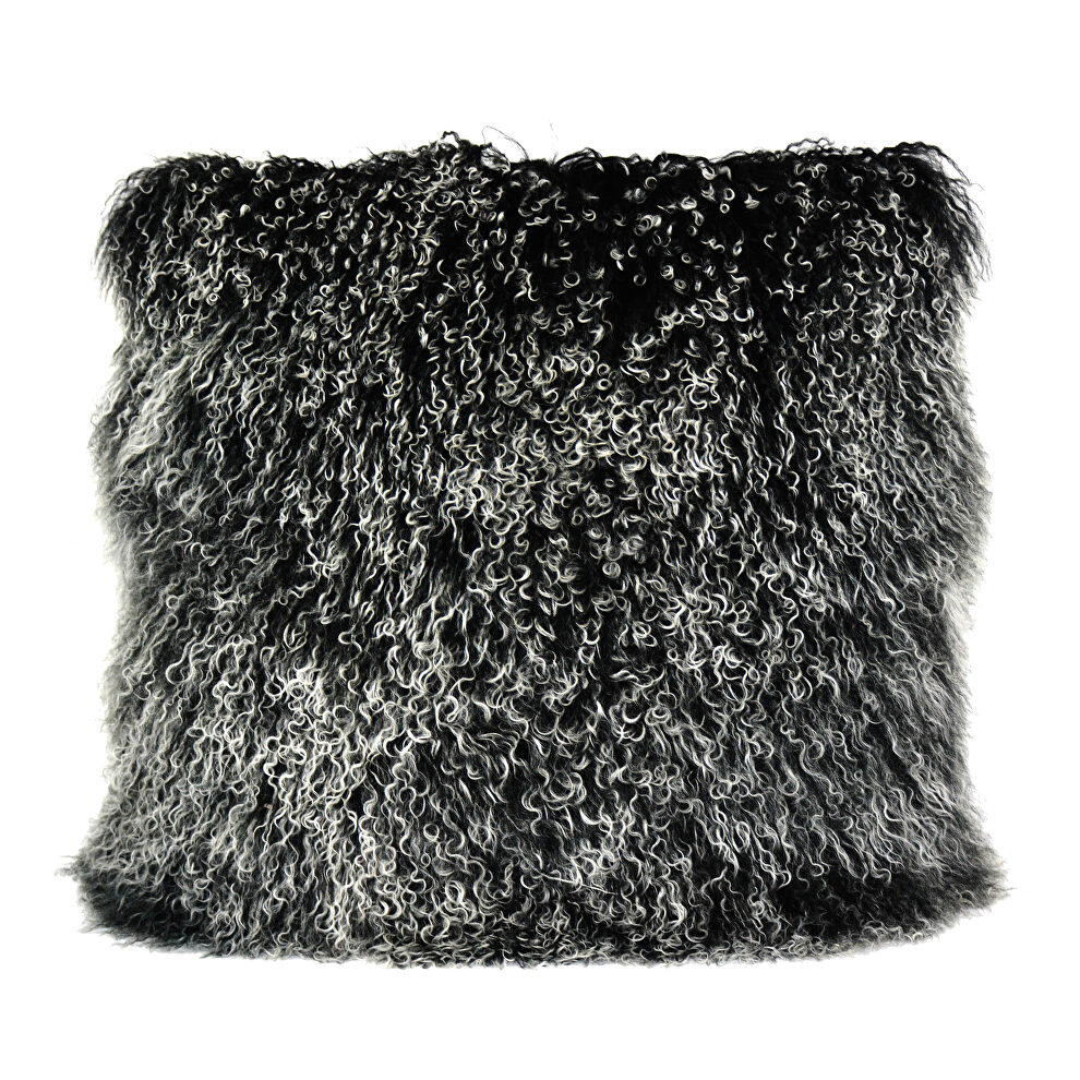 Contemporary fur pillow large black snow by Moe's Home Collection