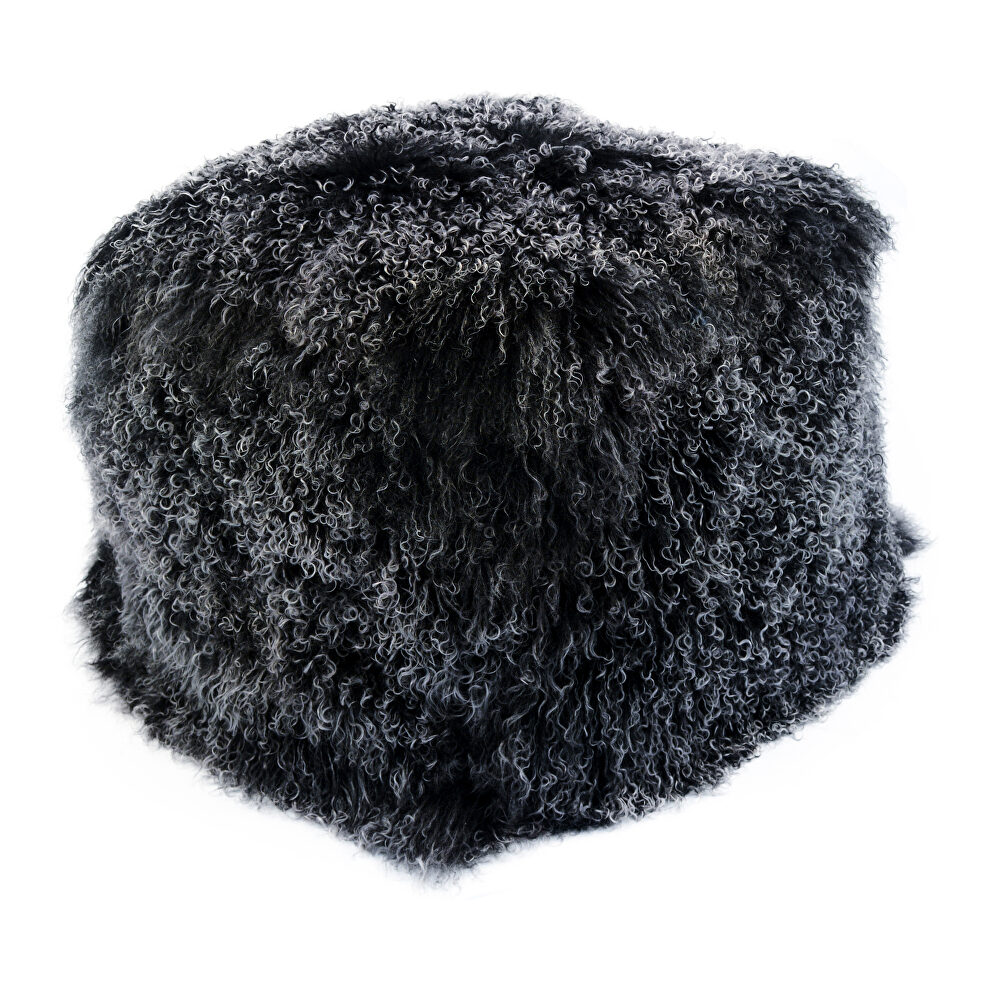 Contemporary fur pouf black snow by Moe's Home Collection