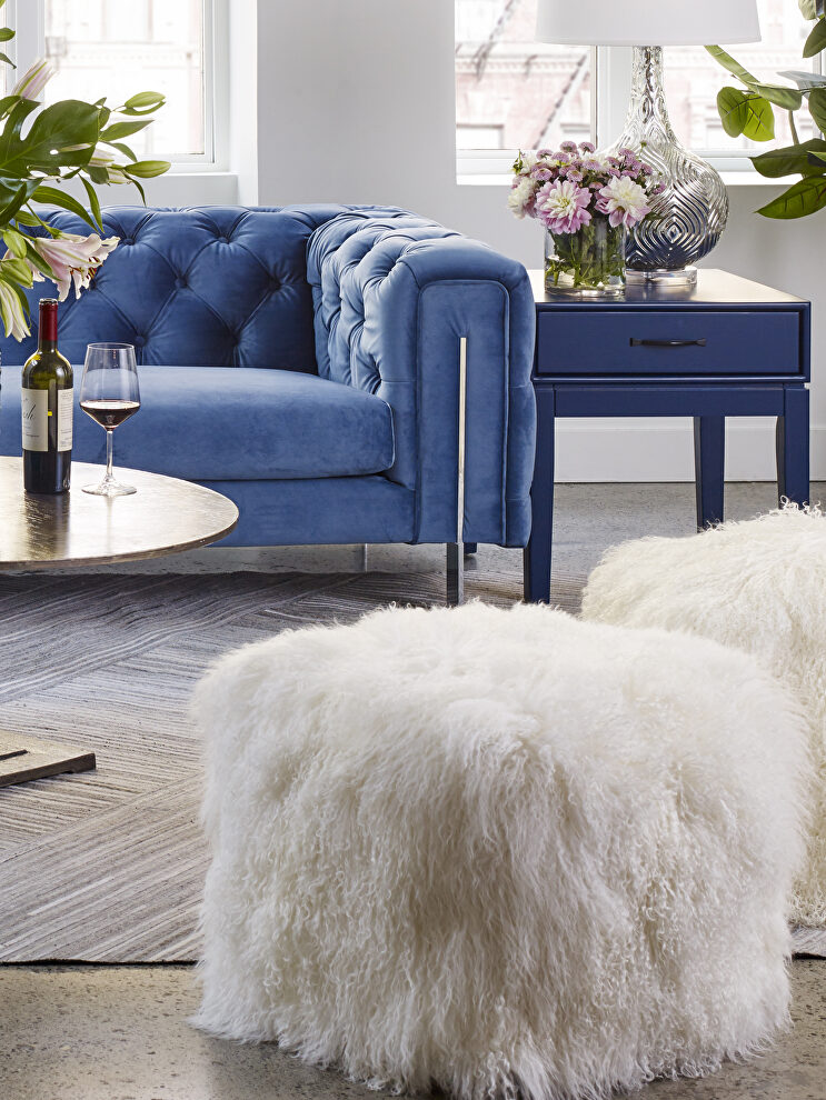 Contemporary fur pouf natural by Moe's Home Collection