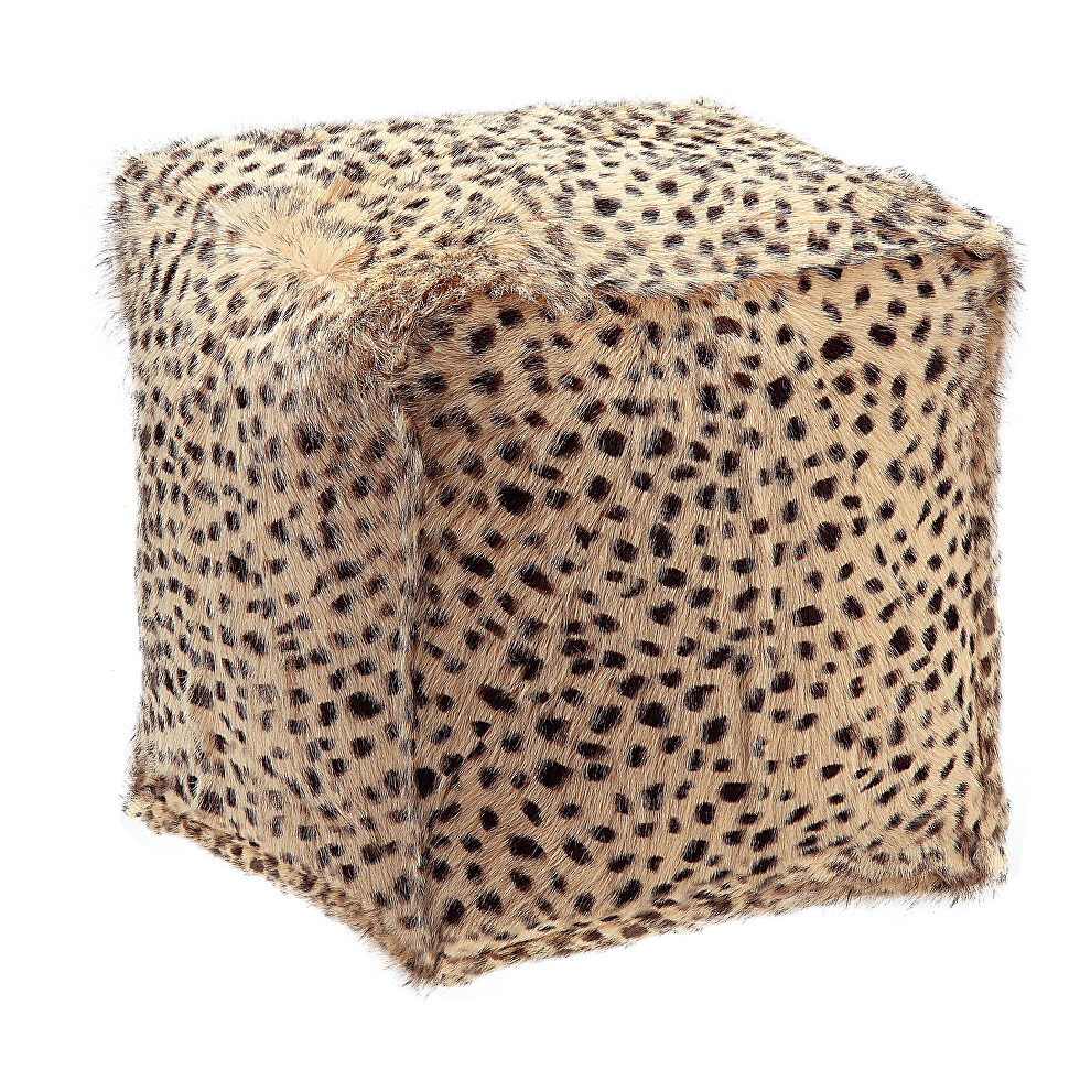 Contemporary goat fur pouf cream by Moe's Home Collection