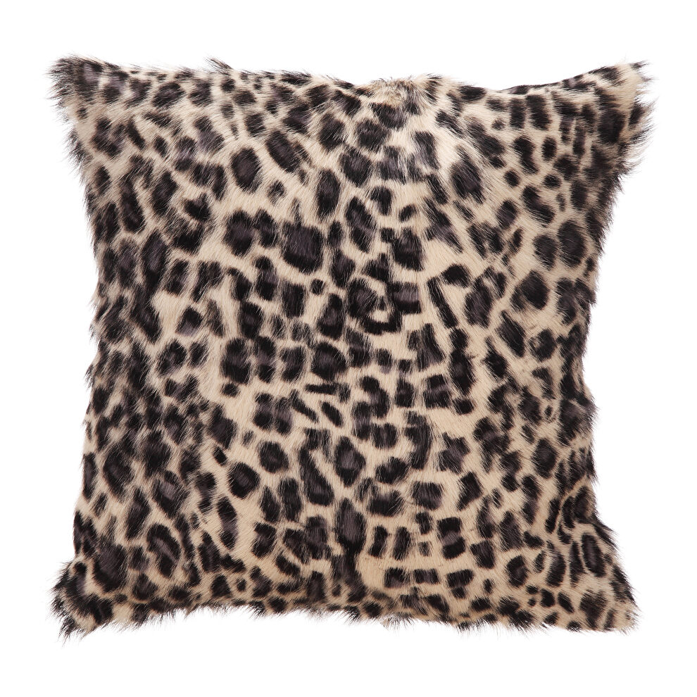 Contemporary goat fur pillow blue leopard by Moe's Home Collection