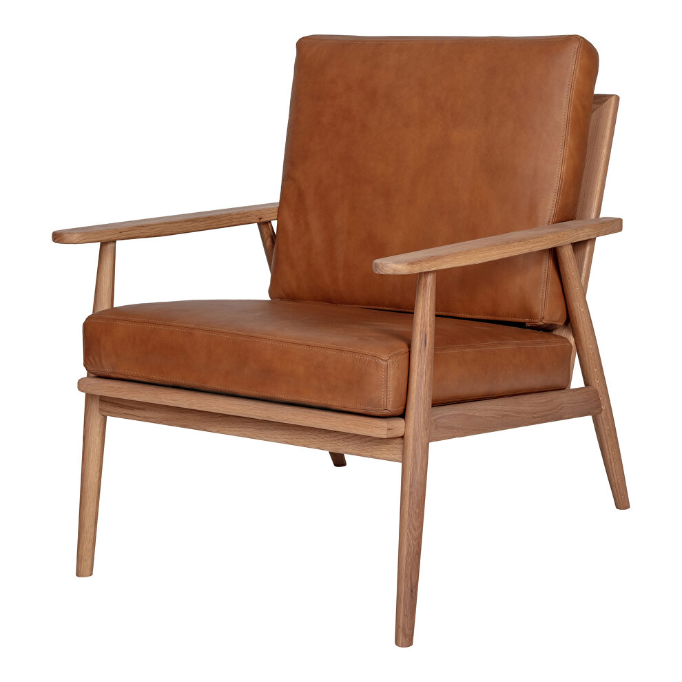 Mid-century modern leather lounge chair tan by Moe's Home Collection