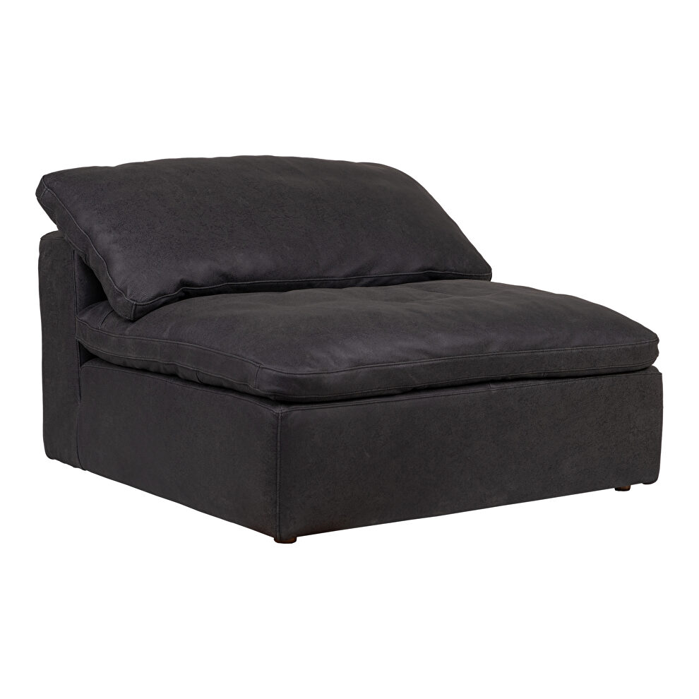 Scandinavian slipper chair nubuck leather black by Moe's Home Collection