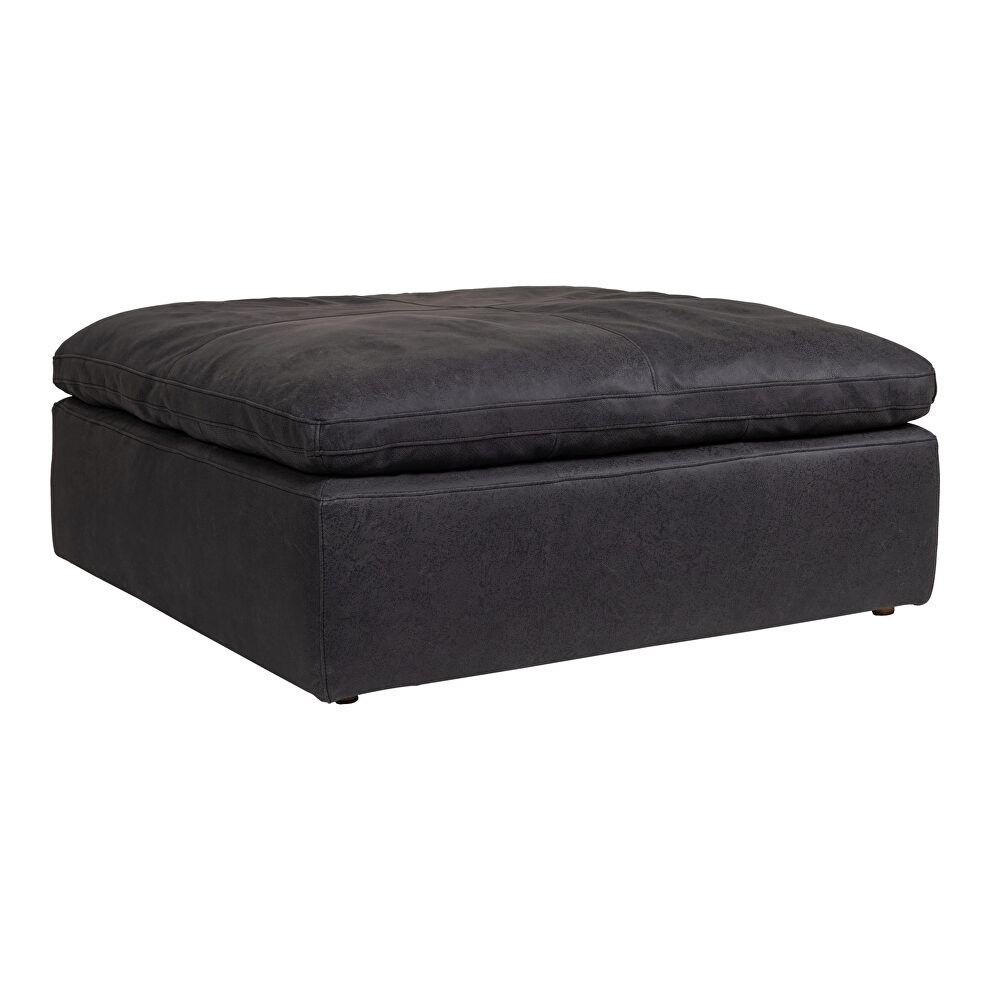 Scandinavian ottoman nubuck leather black by Moe's Home Collection