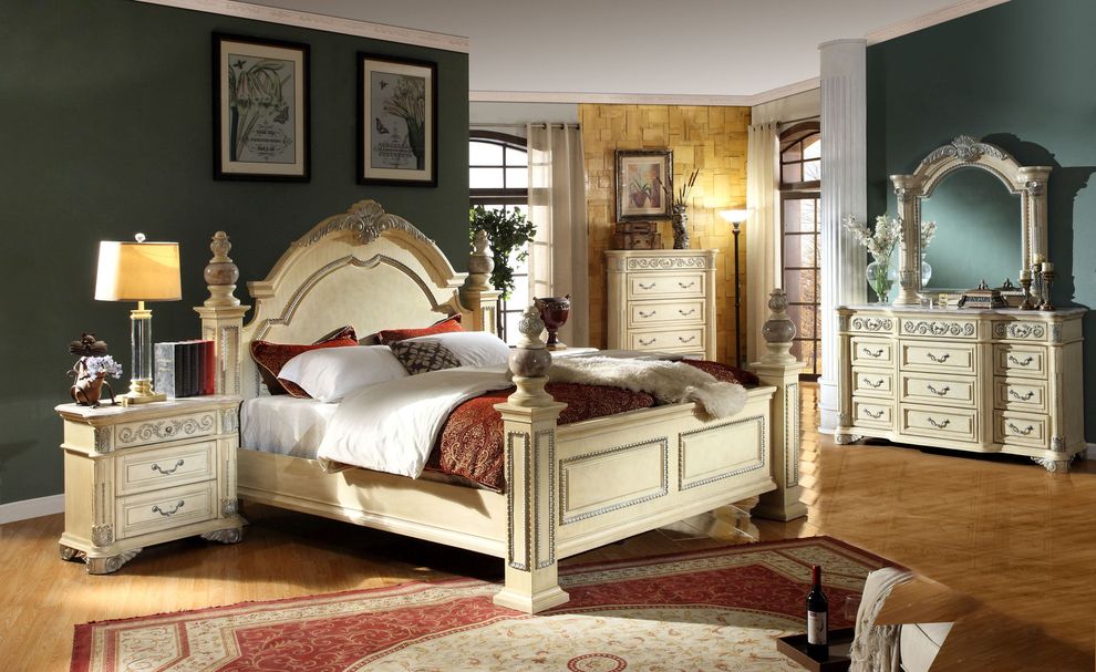 Traditional bedroom w/ real marble tops by Meridian