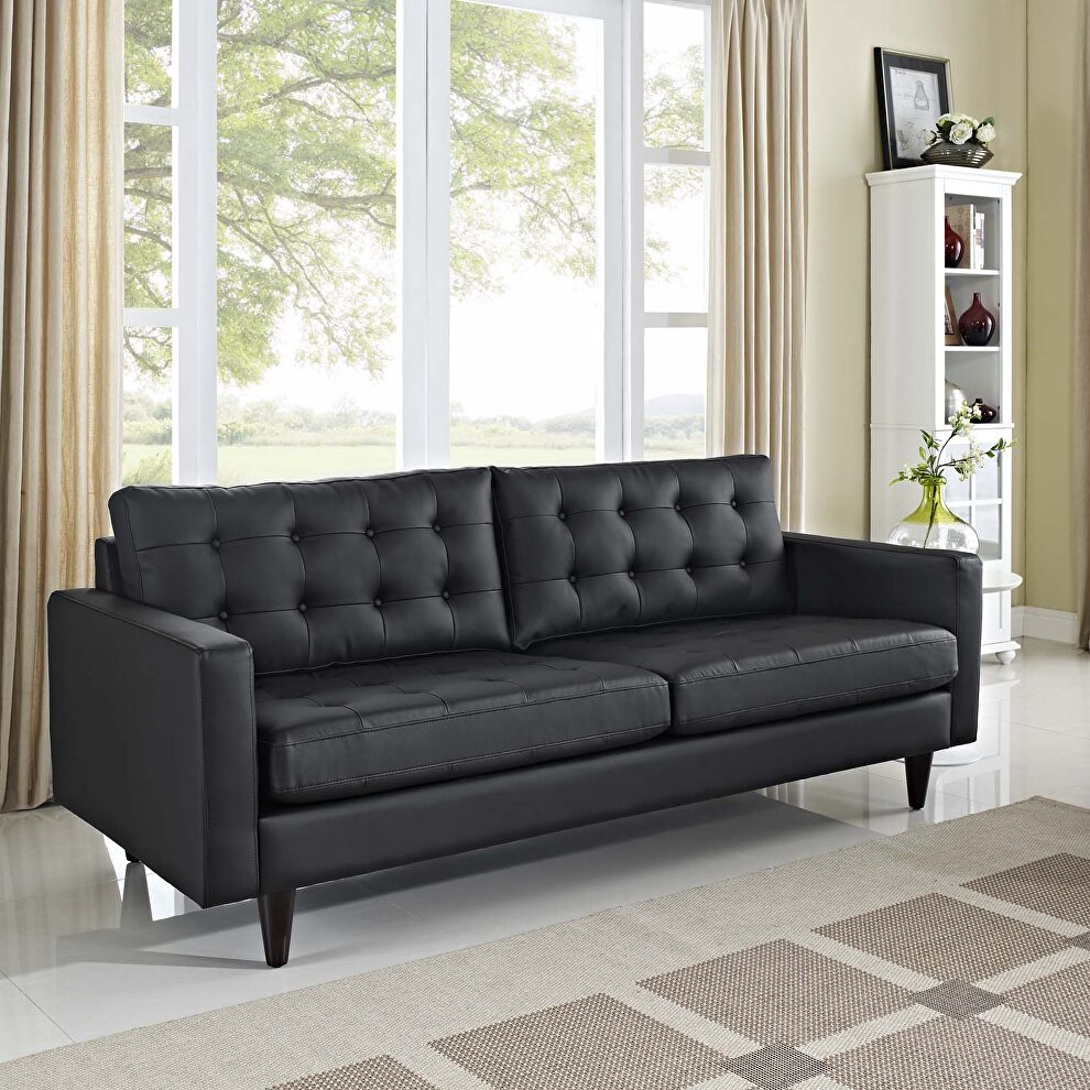 Bonded leather sofa in black by Modway