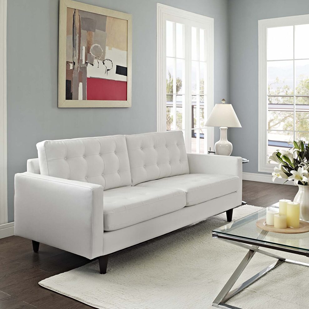 Bonded leather sofa in white by Modway