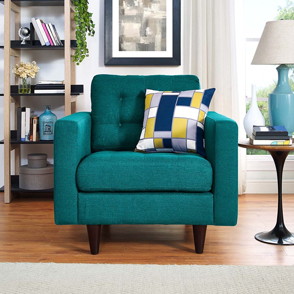 Quality teal fabric upholstered armchair by Modway