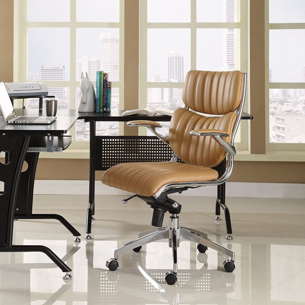 Mid back office chair in tan by Modway