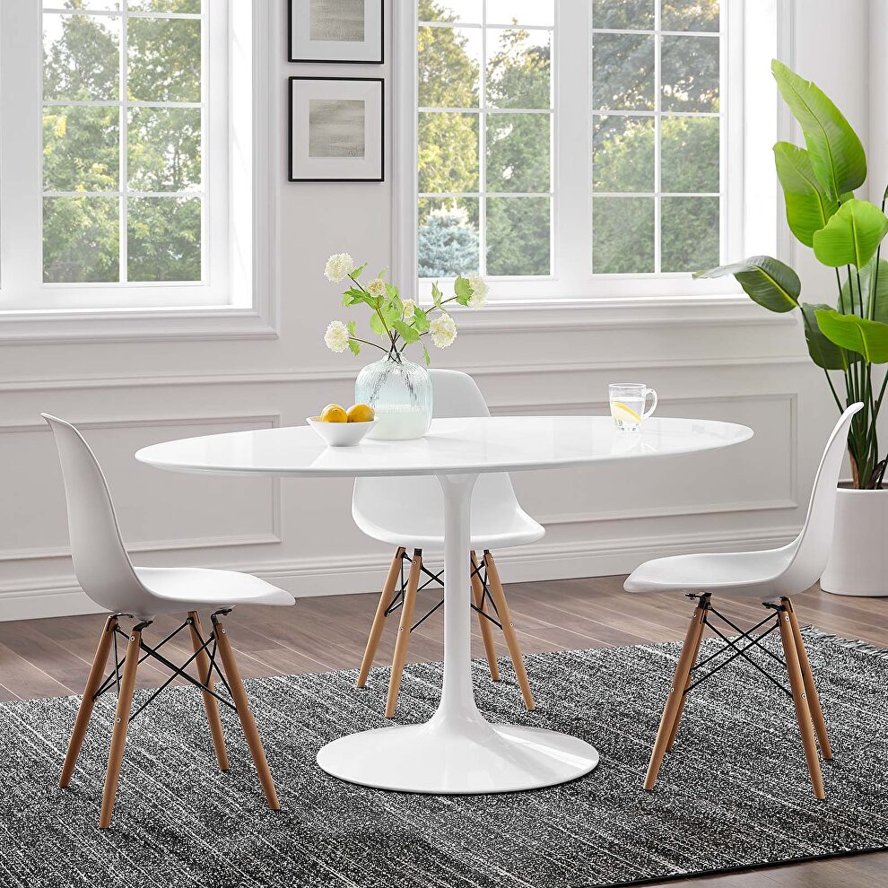 Oval wood top dining table in white by Modway
