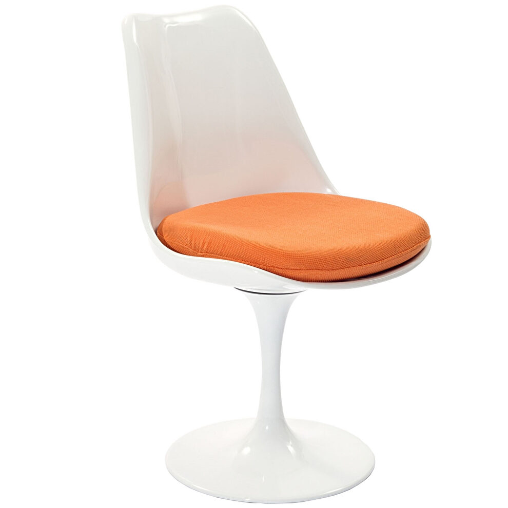 White dining side chair w orange cushion by Modway