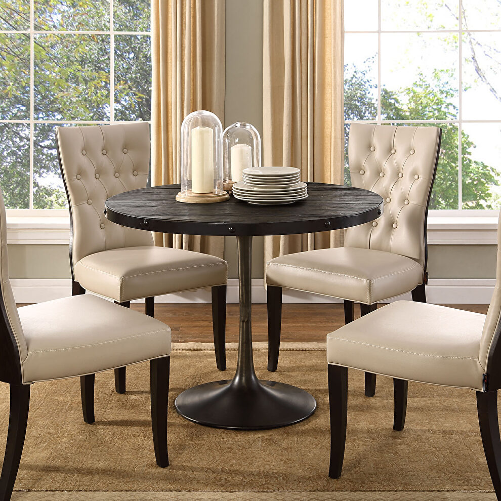 Round wood top dining table in black by Modway