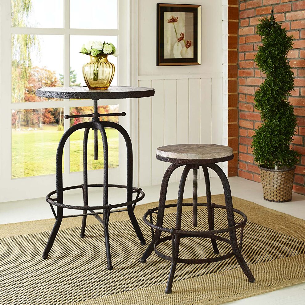 Wood top bar stool in brown by Modway