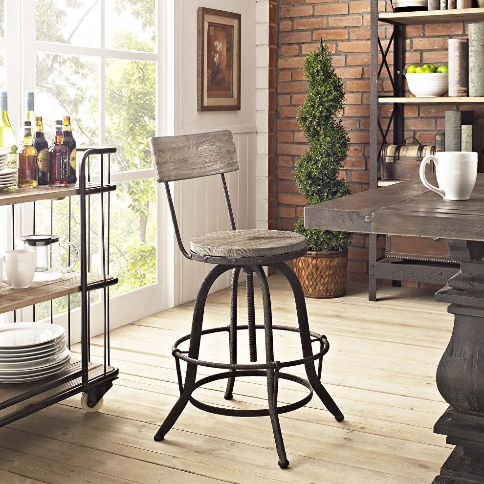 Wood bar stool in brown by Modway