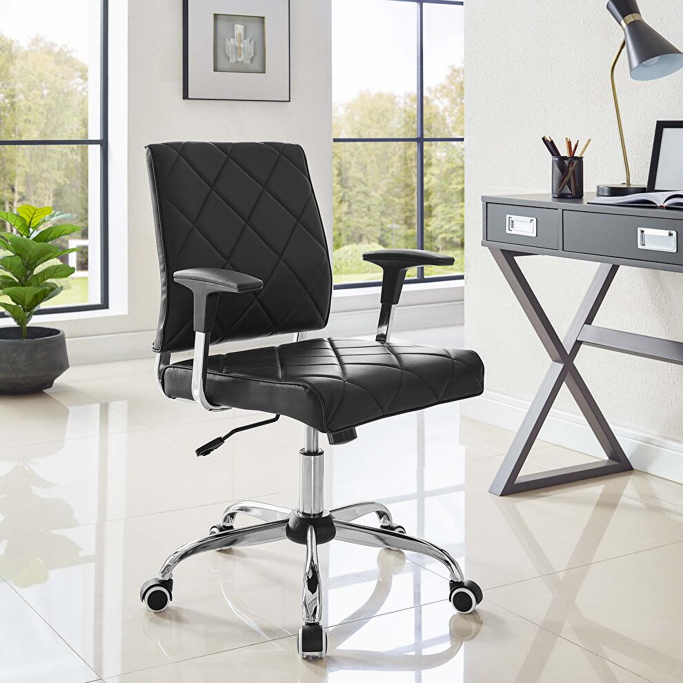 Vinyl office chair in black by Modway