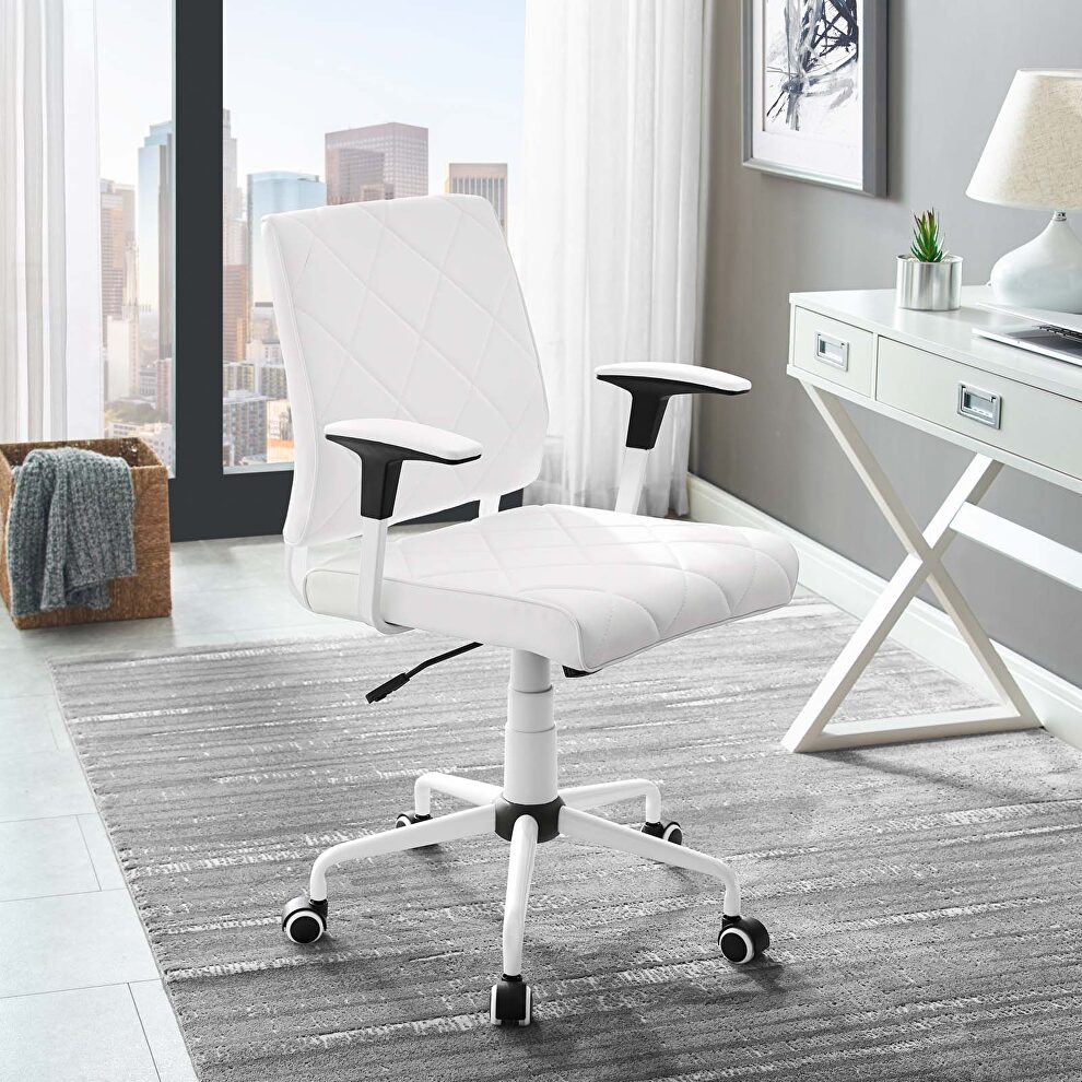 Vinyl office chair in white by Modway