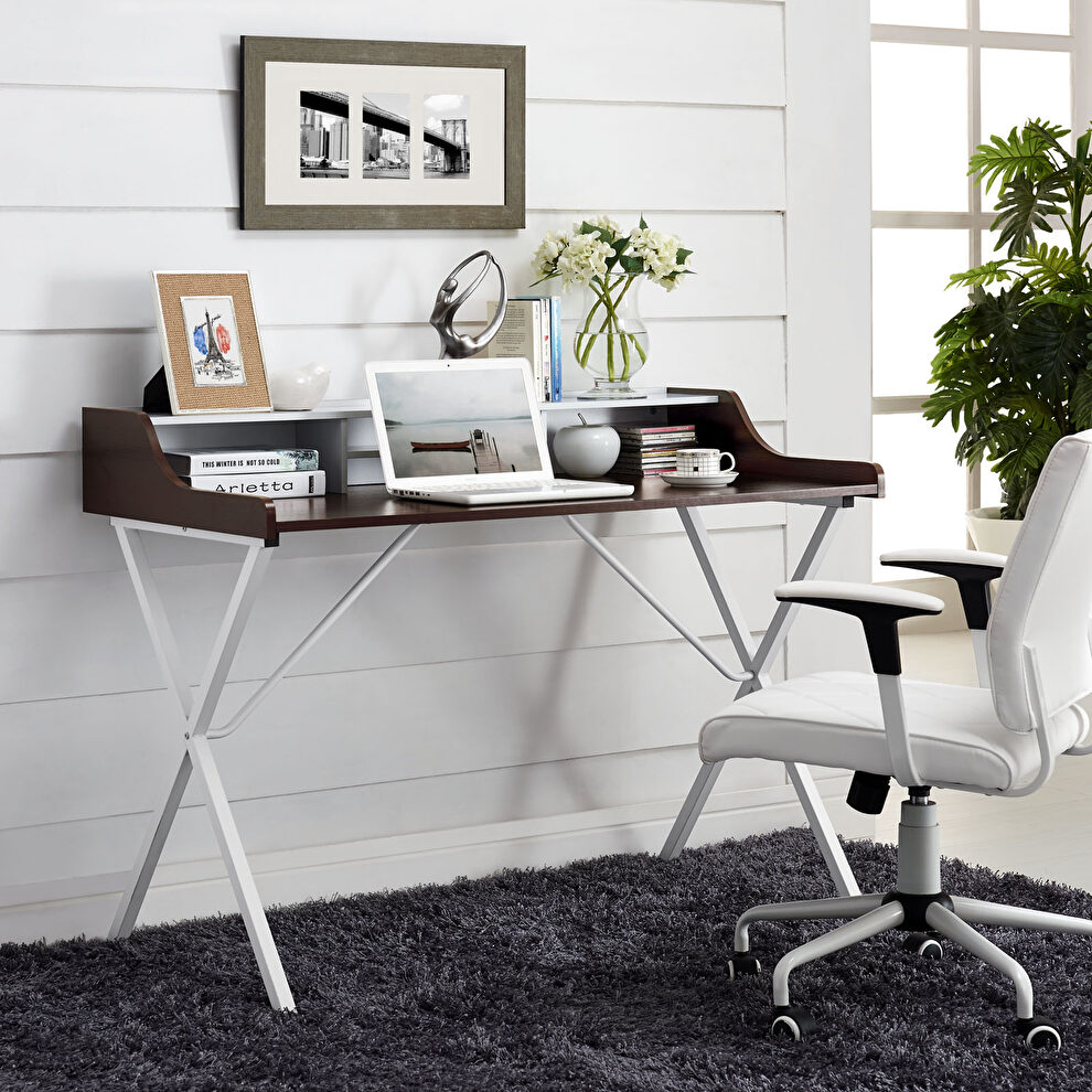 Wood grain contemporary side office / work desk by Modway