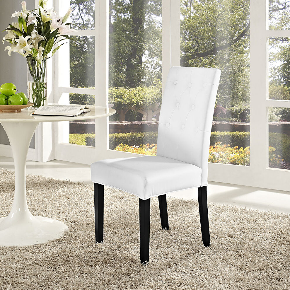Dining vinyl side chair in white by Modway
