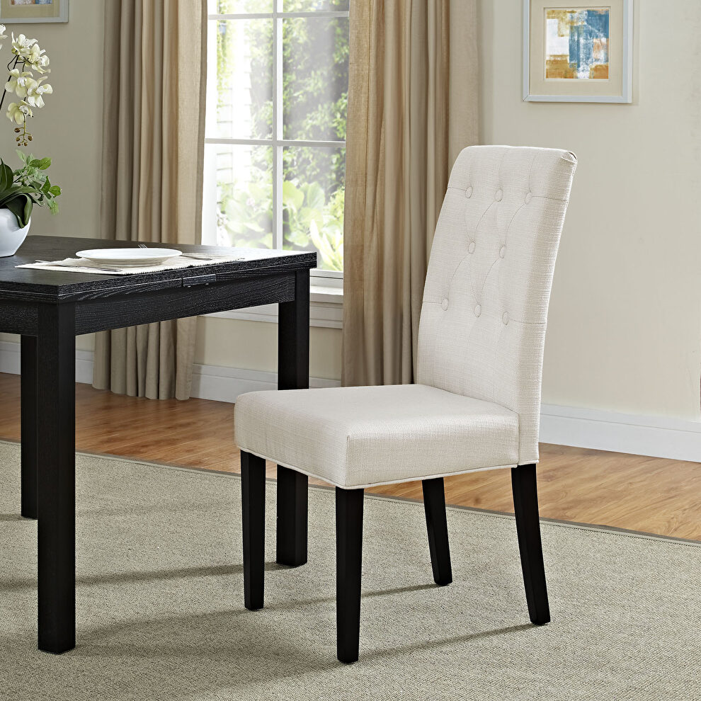 Dining fabric side chair in beige by Modway