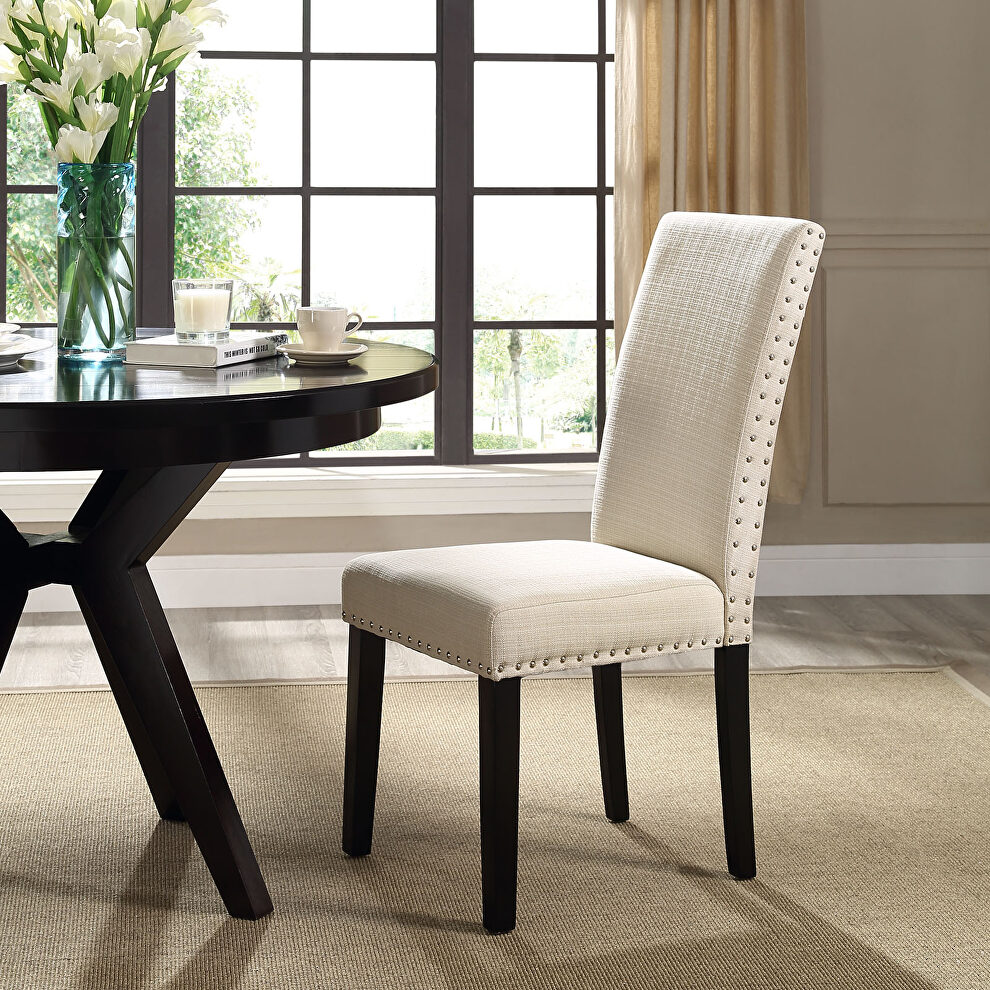 Dining upholstered fabric side chair in beige by Modway