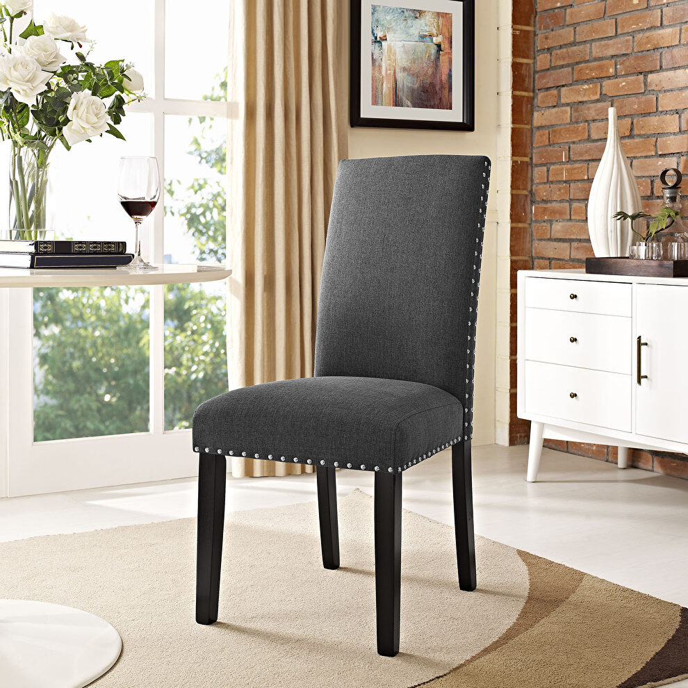 Dining upholstered fabric side chair in gray by Modway