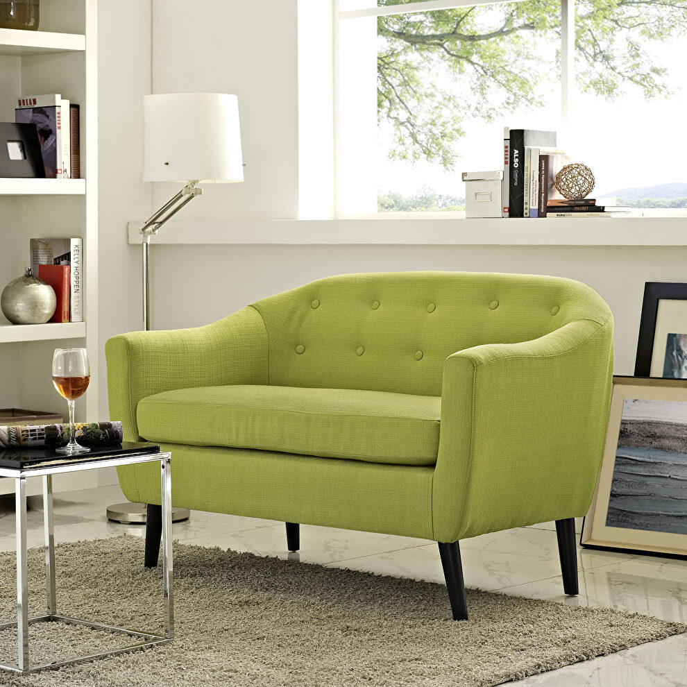 Upholstered fabric loveseat in wheatgrass by Modway