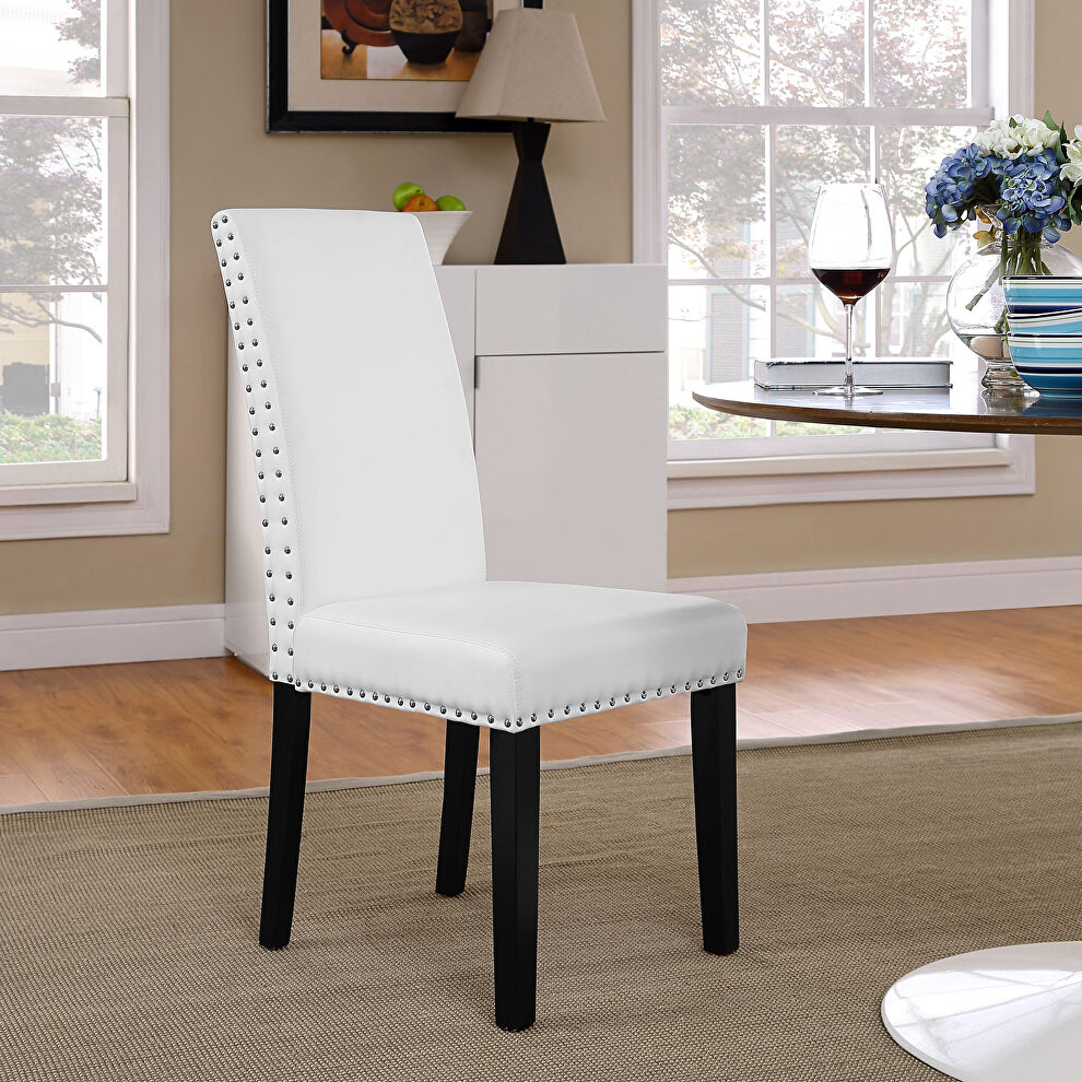 Dining faux leather side chair in white by Modway