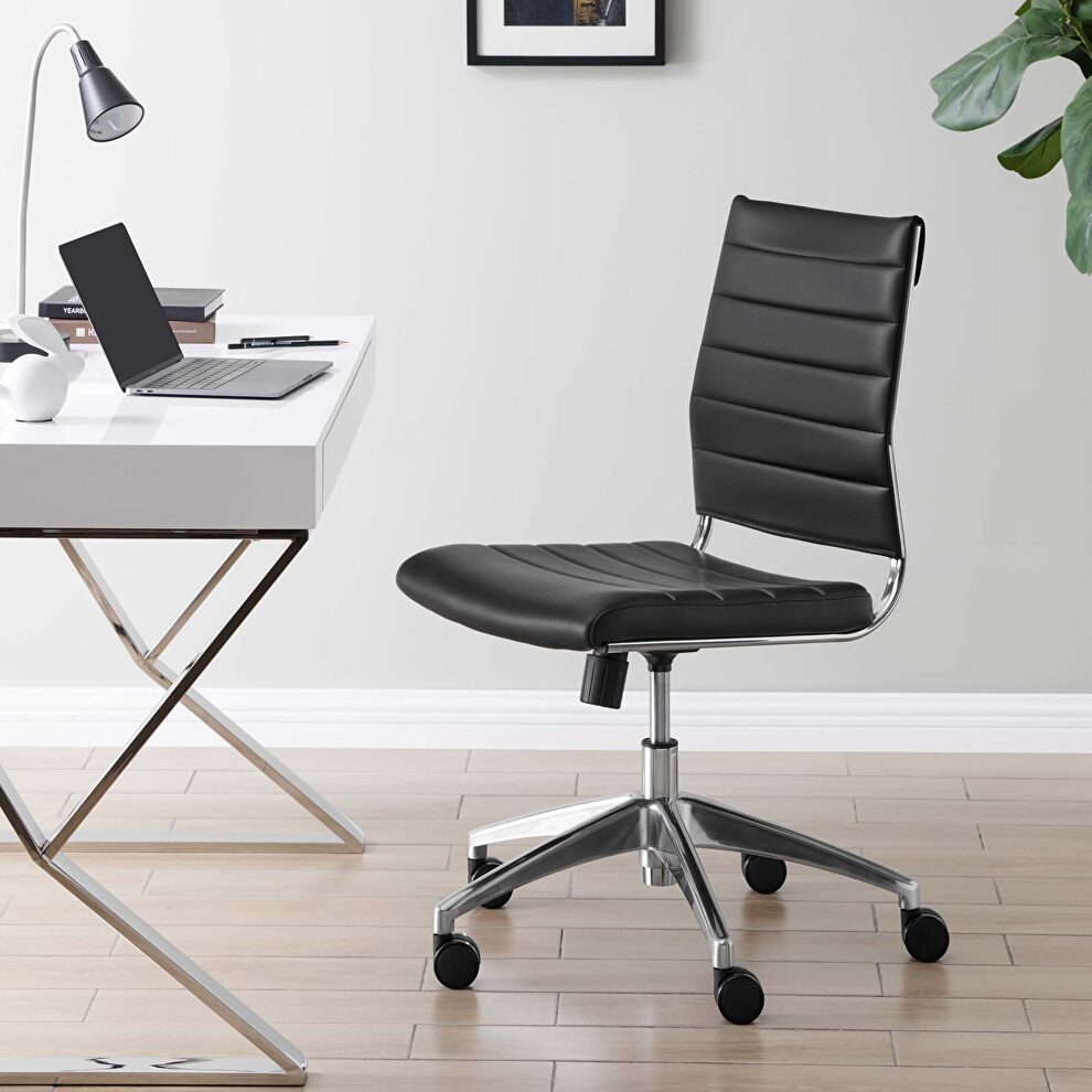 Armless mid back office chair in black by Modway