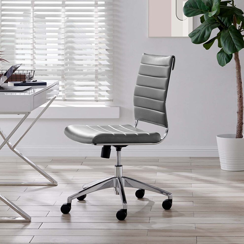 Armless mid back office chair in gray by Modway