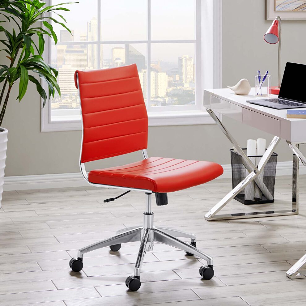 Armless mid back office chair in red by Modway