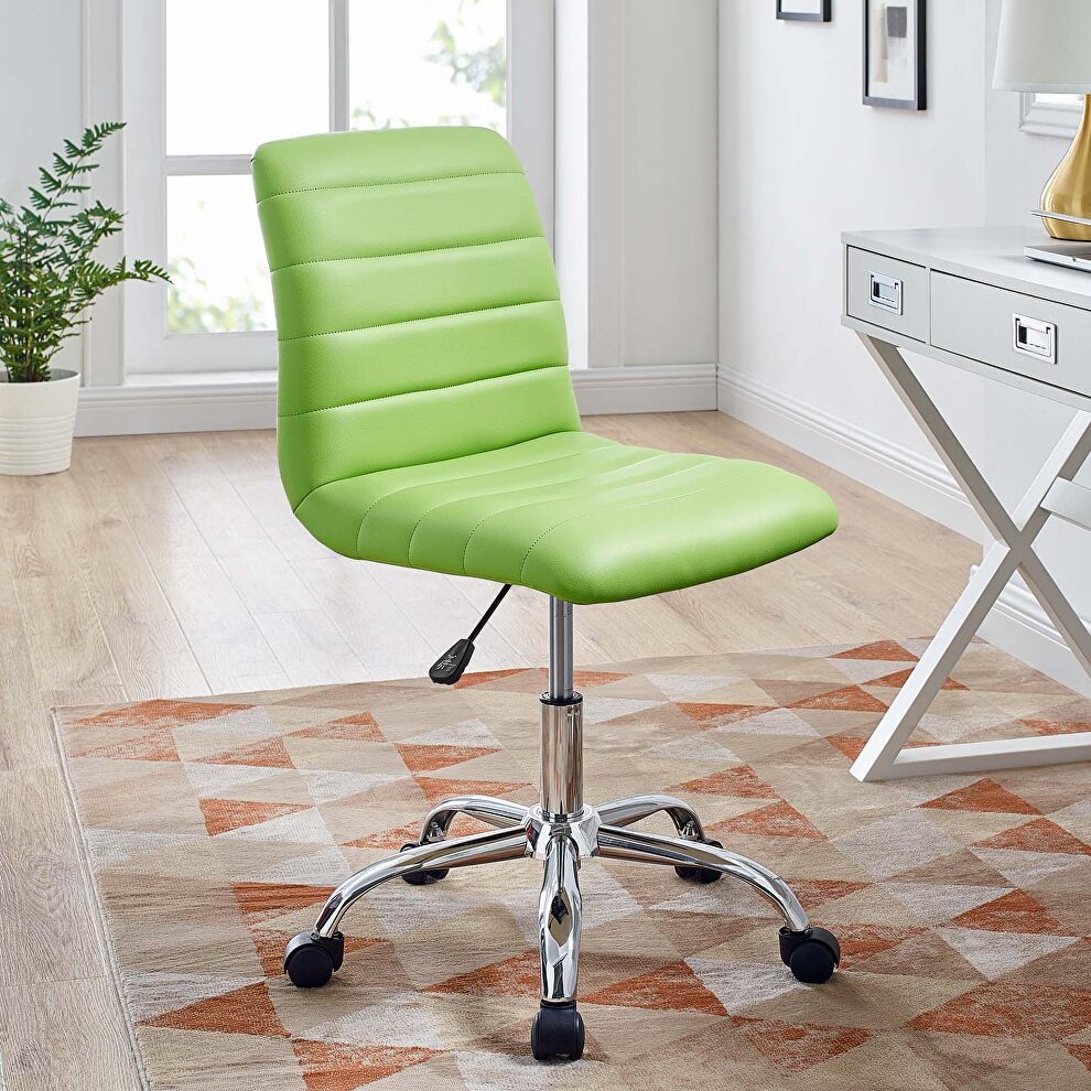 Armless mid back vinyl office chair in bright green by Modway