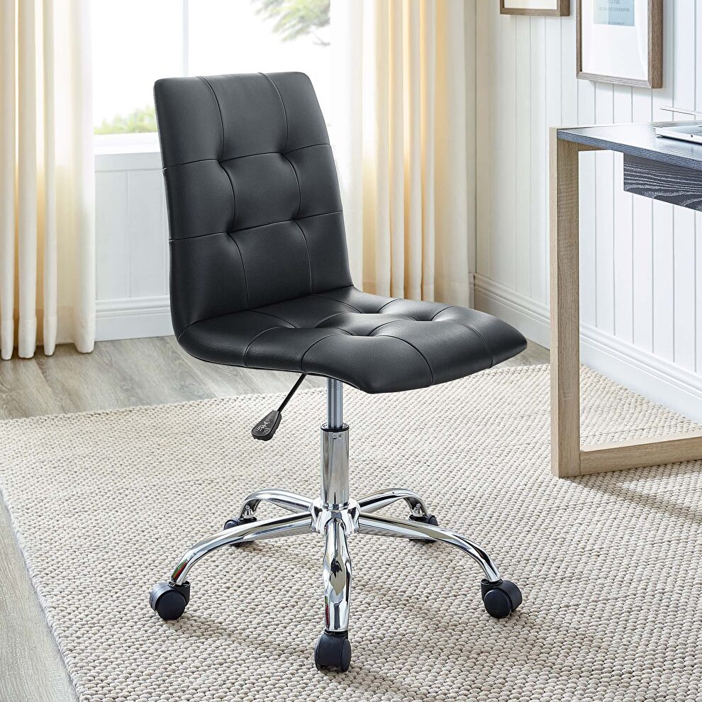 Armless mid back office chair in black by Modway