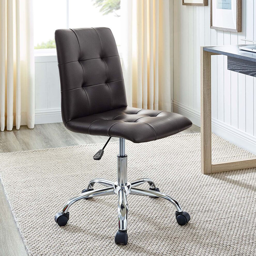 Armless mid back office chair in brown by Modway