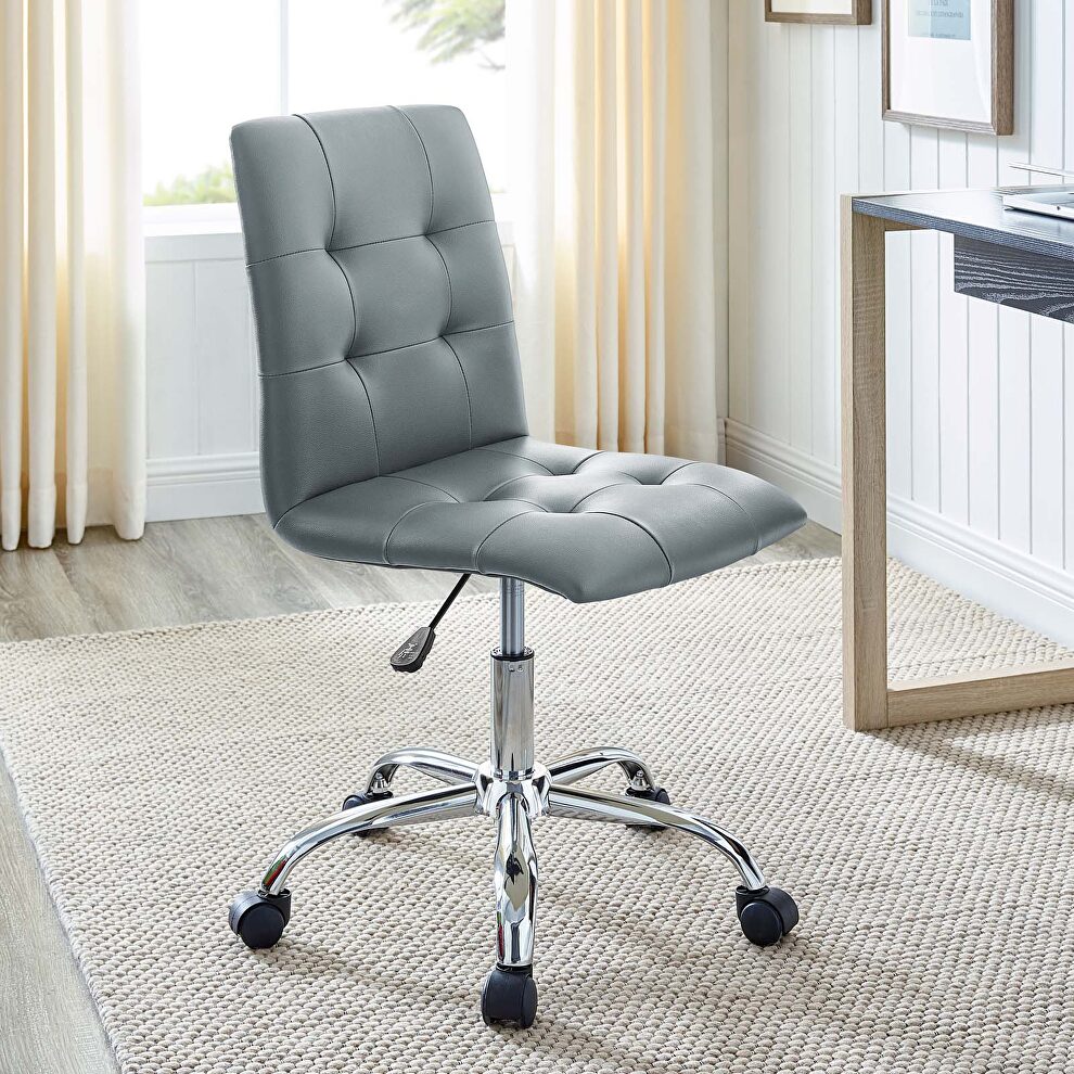 Armless mid back office chair in gray by Modway