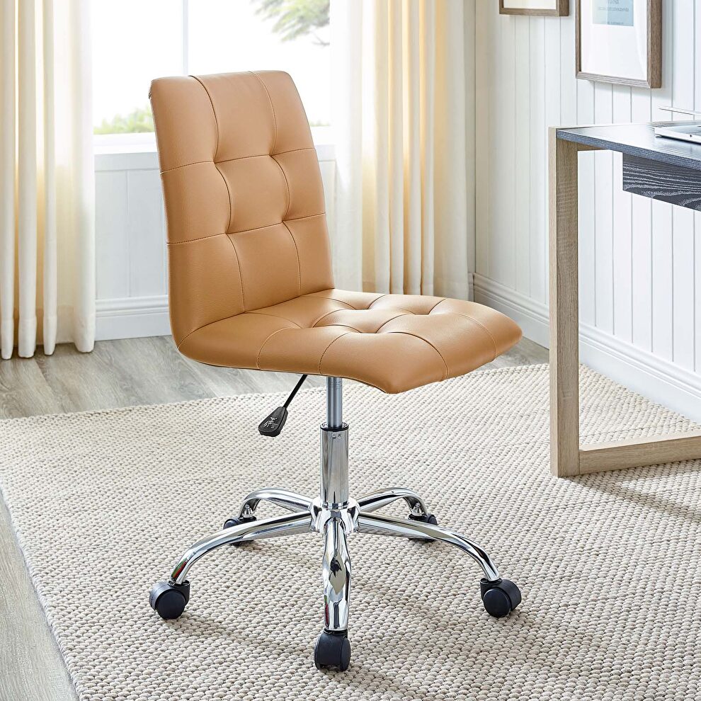 Armless mid back office chair in tan by Modway