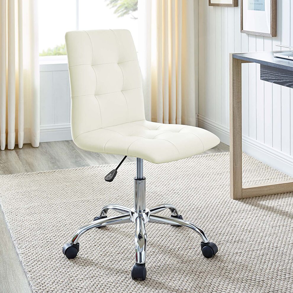 Armless mid back office chair in white by Modway