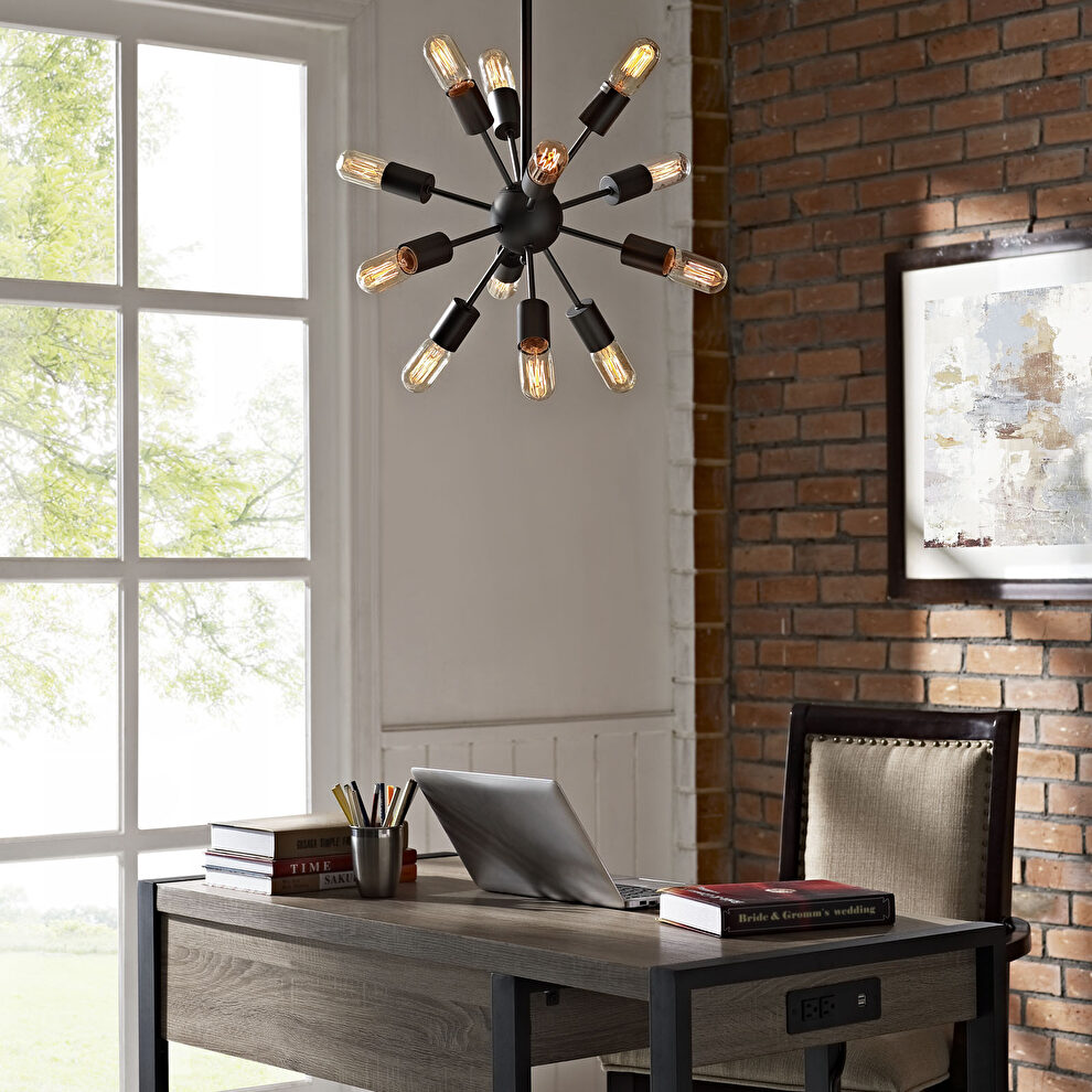 Black contemporary spike style chandelier by Modway