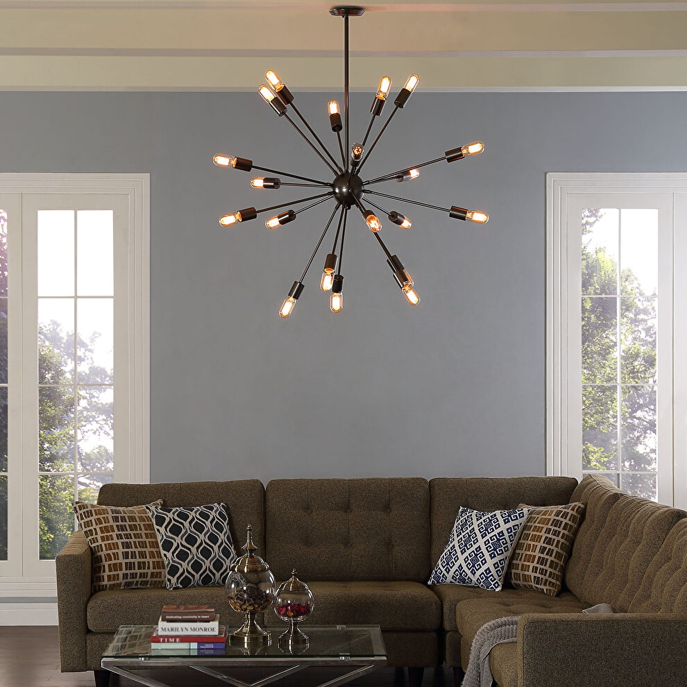 Black spiked style chandelier by Modway