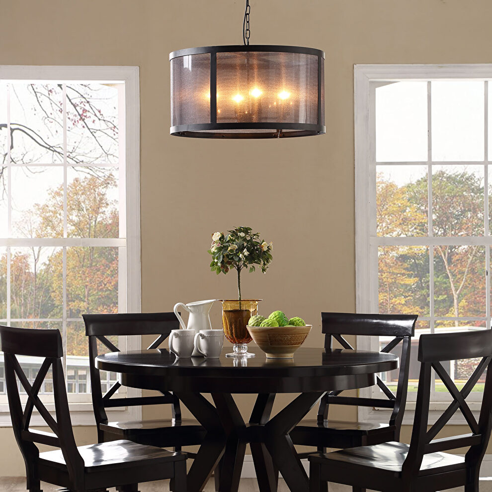 Round contemporary chandelier in industrial rustic style by Modway