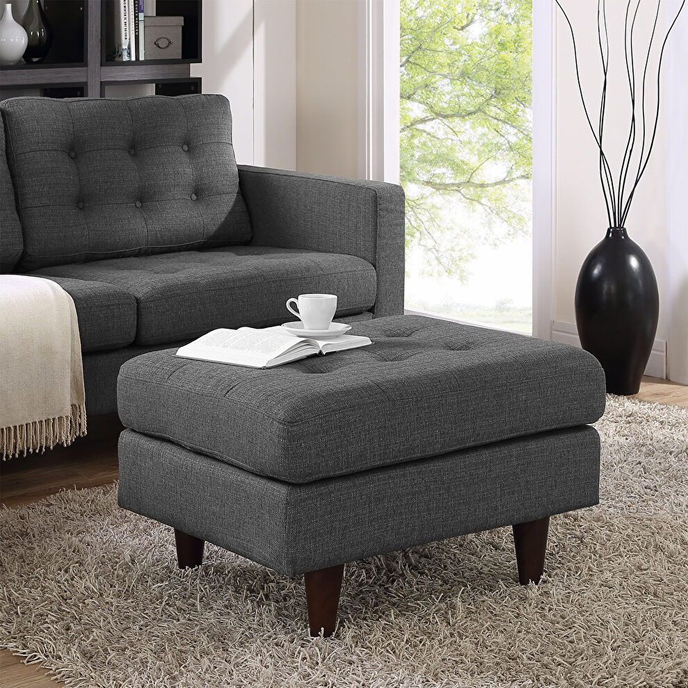 Upholstered fabric ottoman in gray by Modway