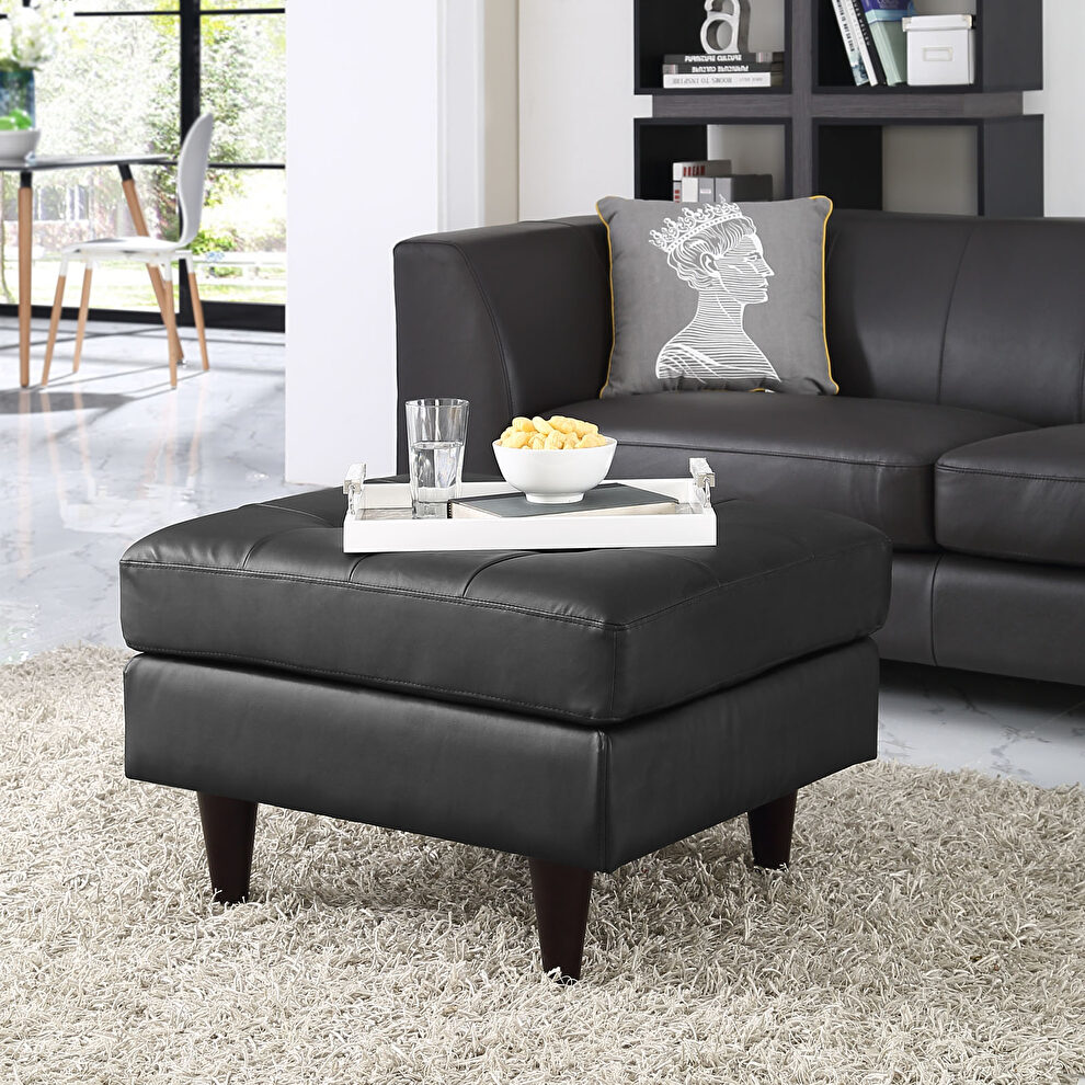 Bonded leather ottoman in black by Modway
