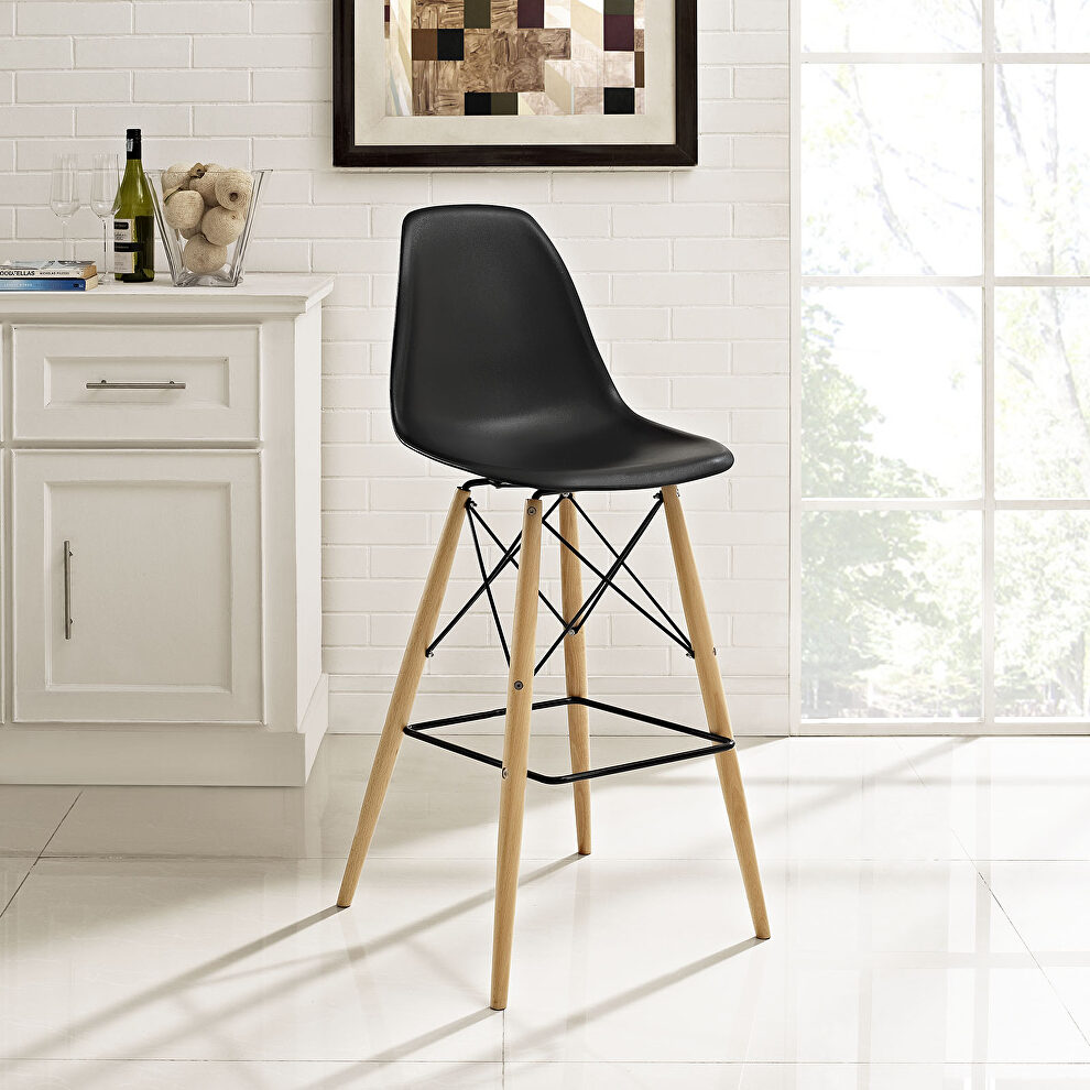 Organically flowing design bar stool in black by Modway
