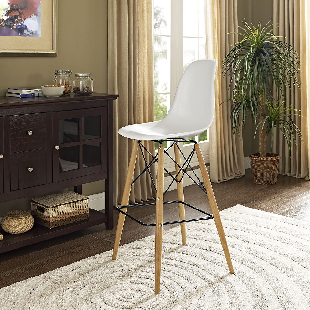 Organically flowing design bar stool in white by Modway