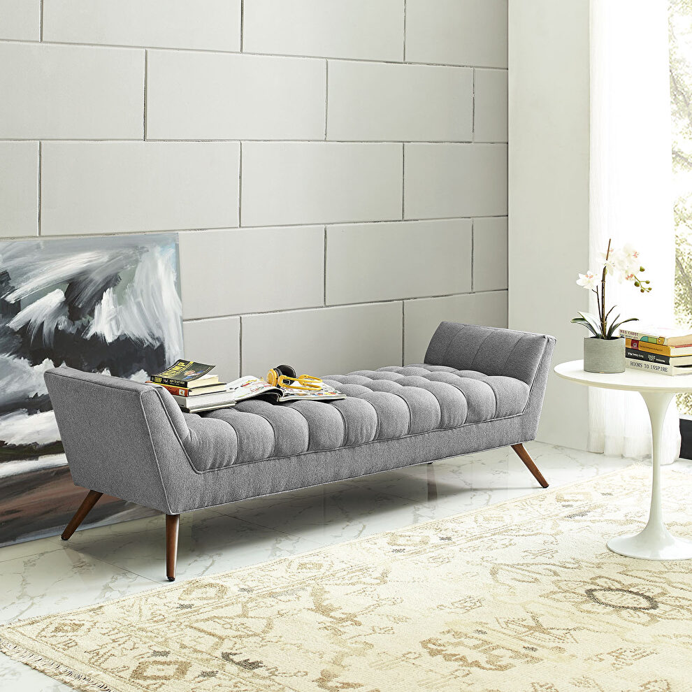 Upholstered fabric bench in expectation gray by Modway