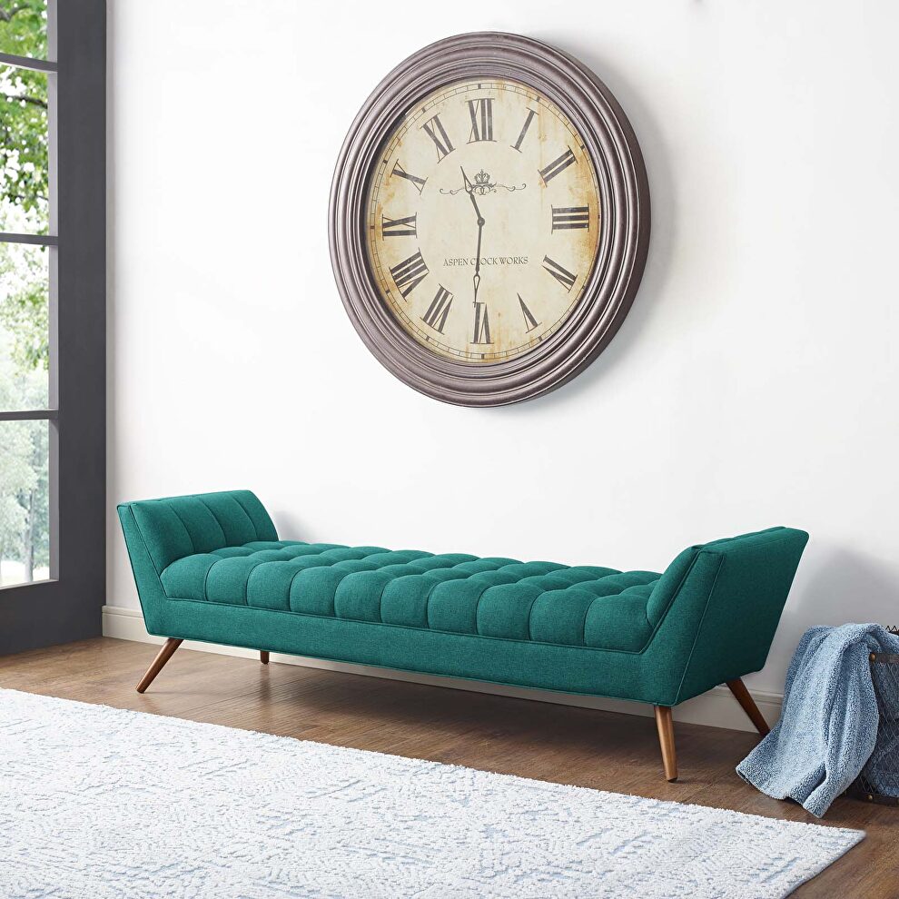 Upholstered fabric bench in teal by Modway
