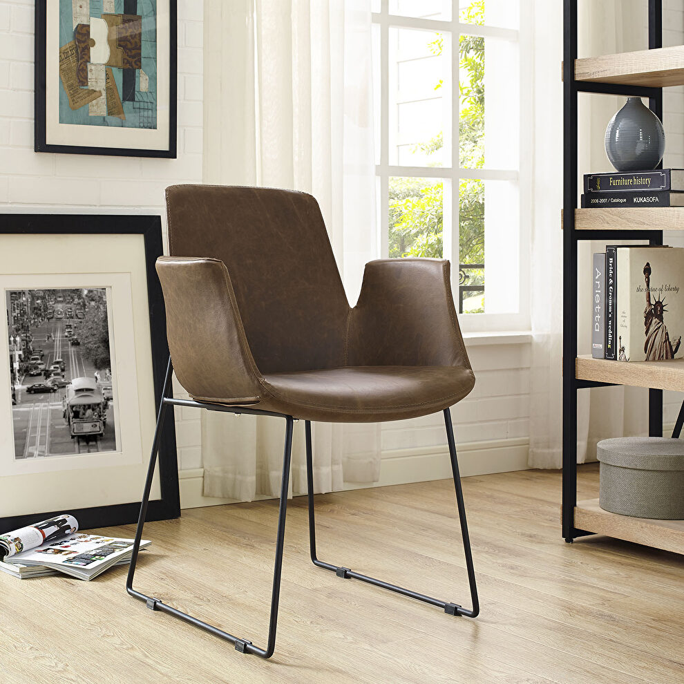 Dining armchair in brown by Modway