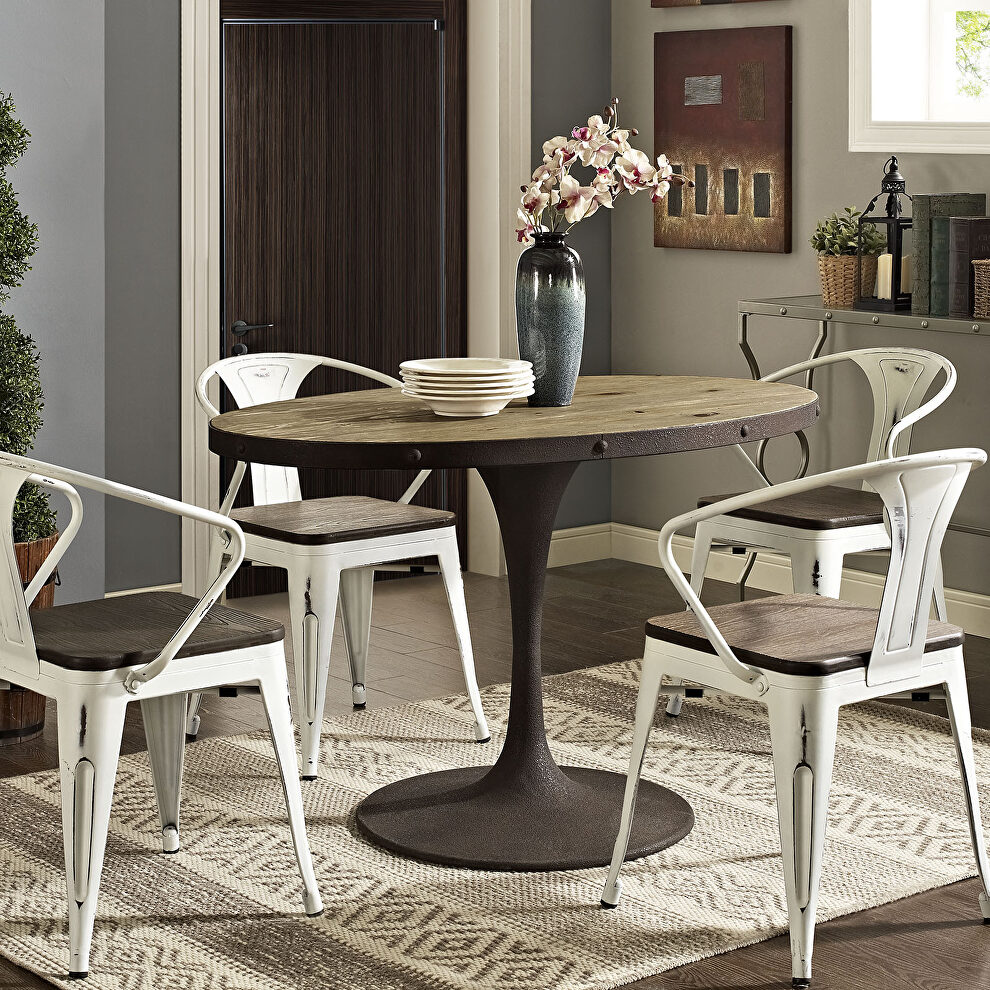 Oval wood top dining table in brown by Modway