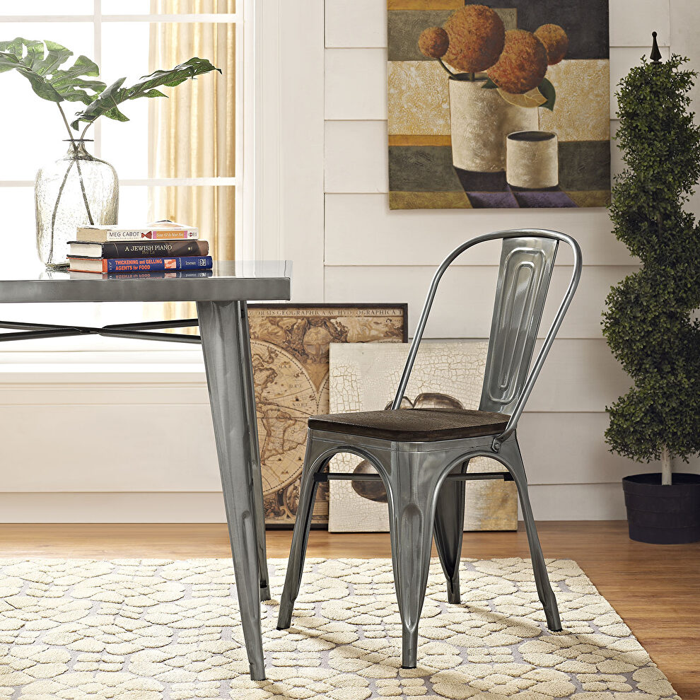 Bamboo side chair in gunmetal by Modway