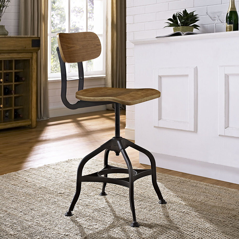 Wood dining stool in brown by Modway